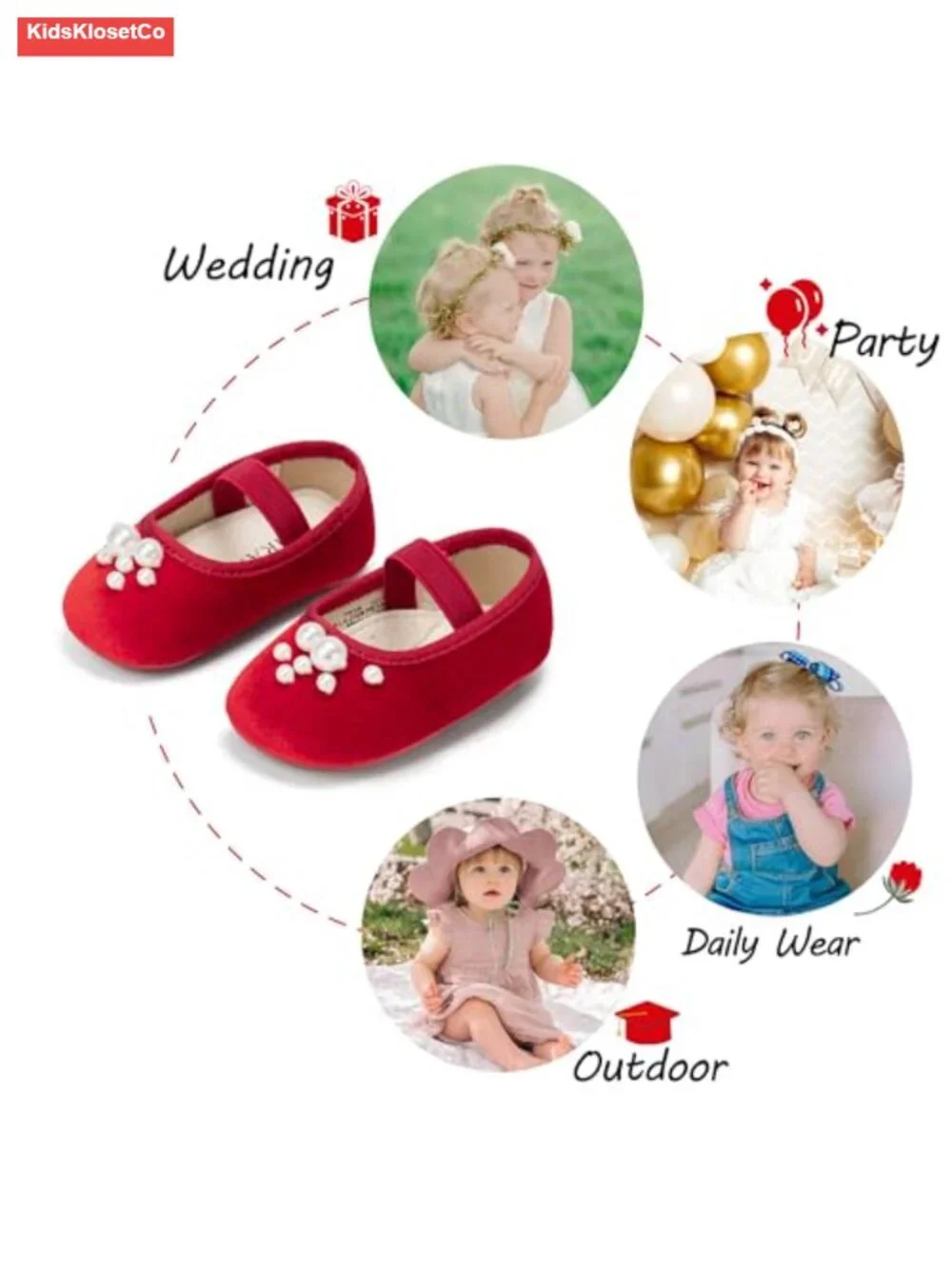 Baby Girls Mary Jane Flats - Soft Rubber Sole Toddler Walking Shoes Princess